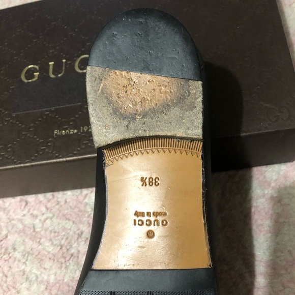 Gucci Black Leather Loafers with Gold Horsebit Accents - Picture 7 of 7